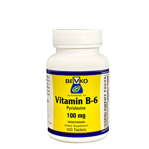 Image of Vitamin B-6 100 mg | 100 Tablets - Bevko Vitamins