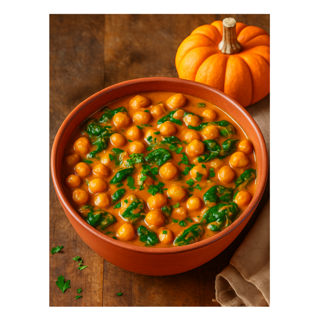 Pumpkin Curry with Chickpeas & Spinach