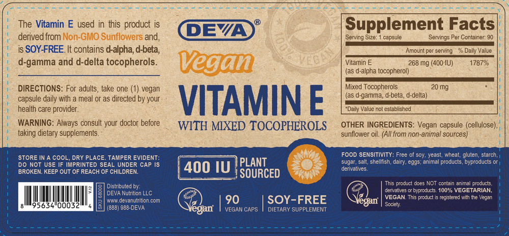Vegan Vitamin E (DEVA) | 90 Capsules