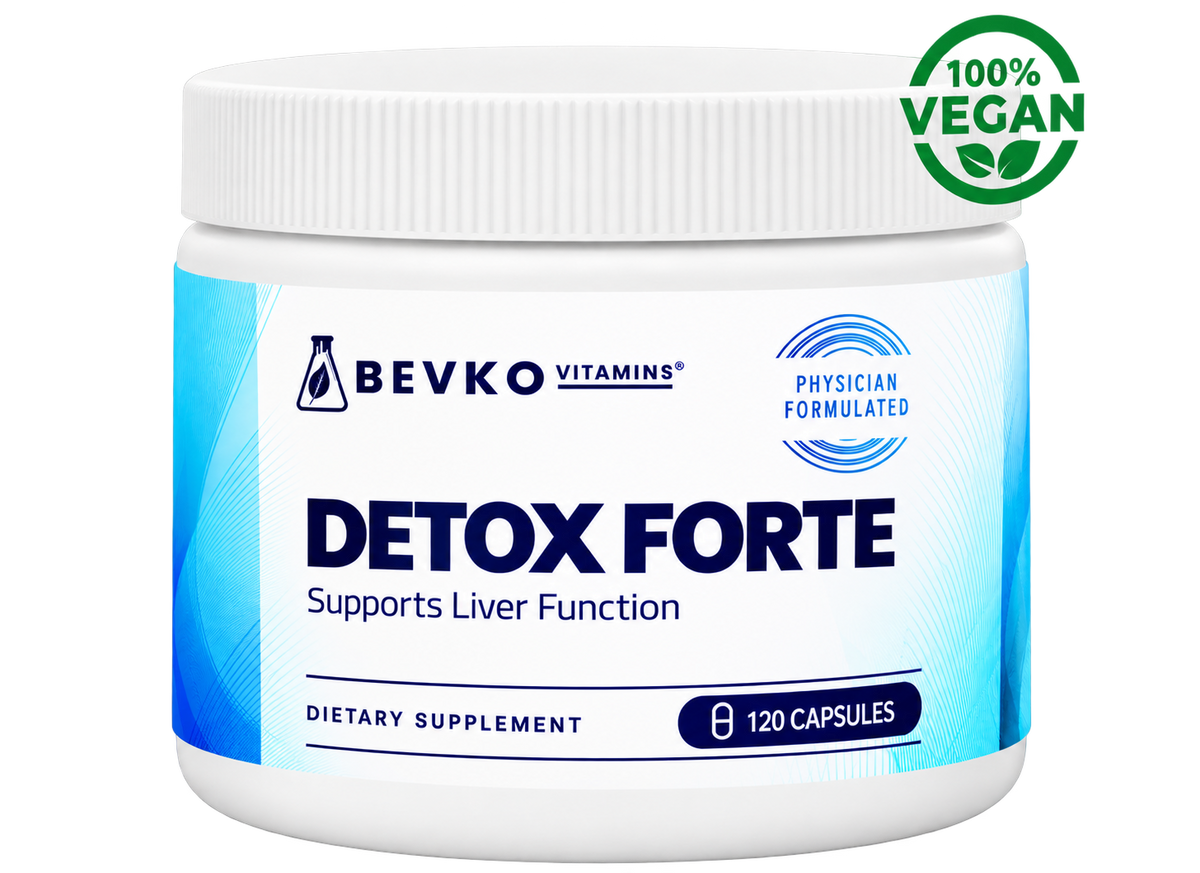 Bevko Detox Forte Liver Support with NAC, Glutathione & Glycine, 120 Vegan Capsules