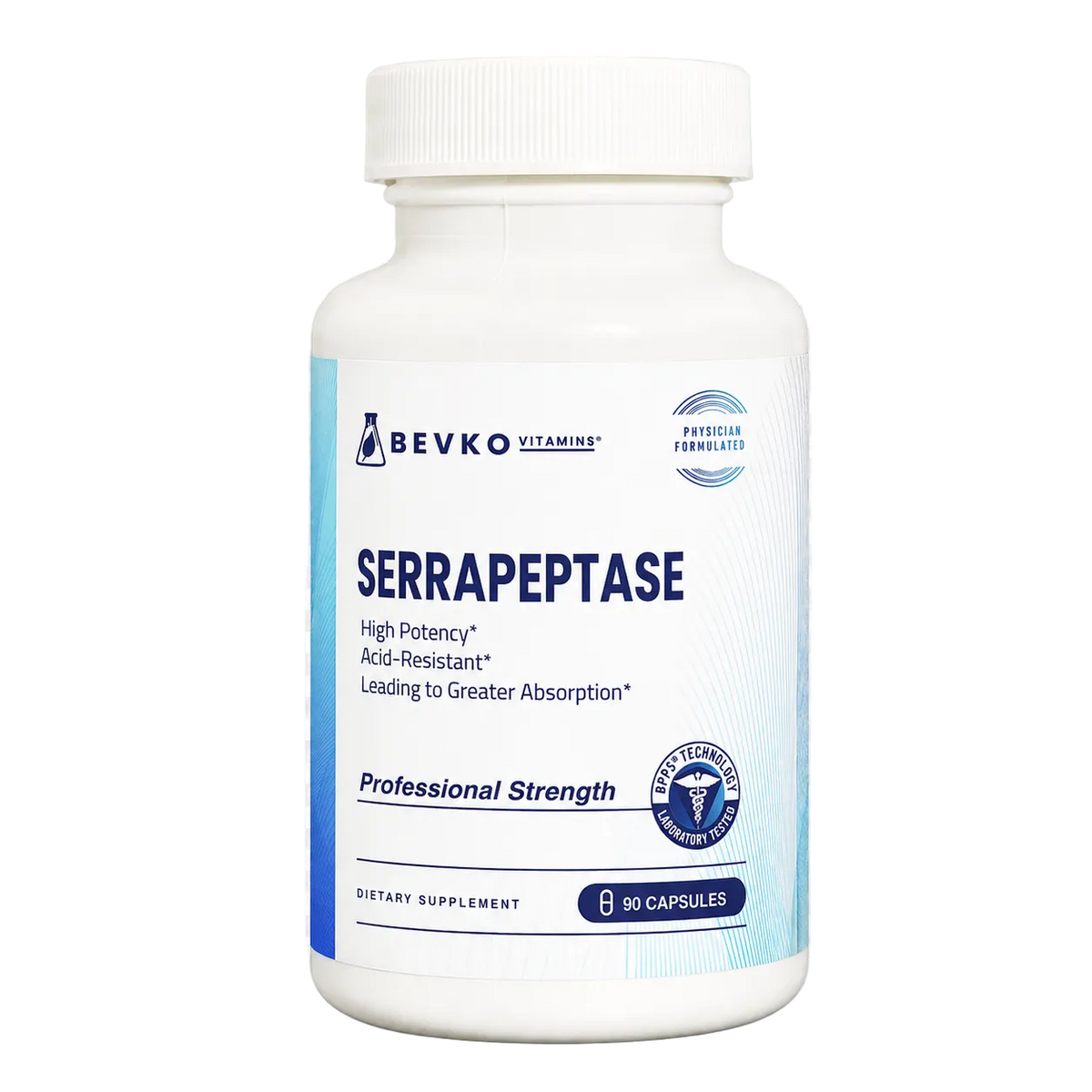 Bevko Serrapeptase 130,000 SPU, Enteric-Coated Enzyme, Joint Comfort Support, 90 Capsules