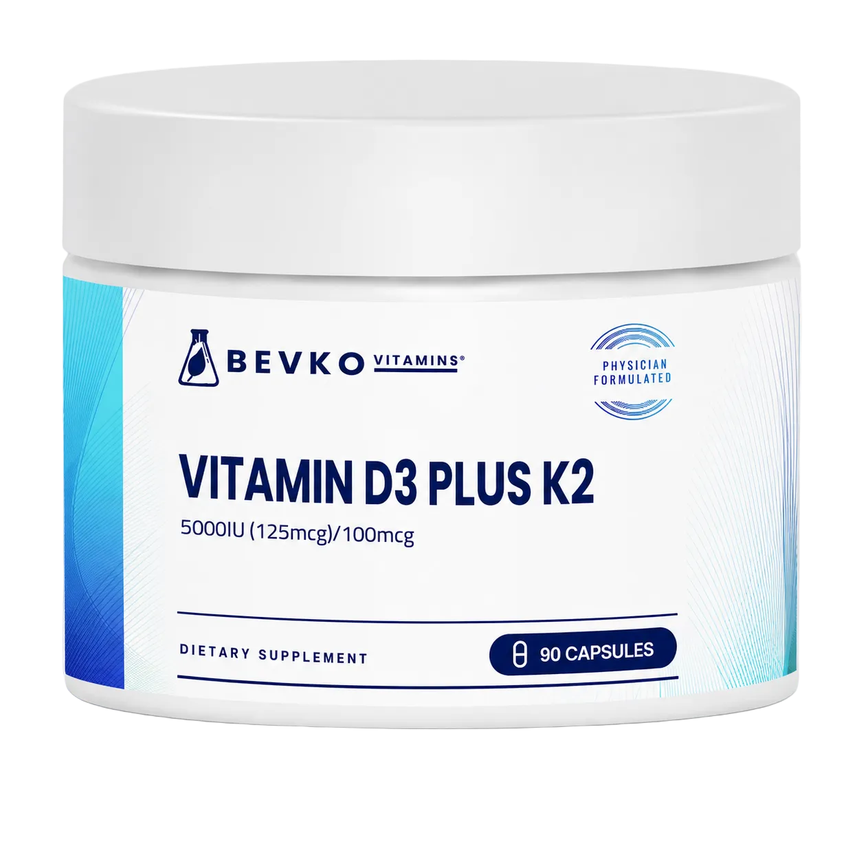 Vitamin D3 + K2 | 90 Capsules Vegan - Bevko Vitamins