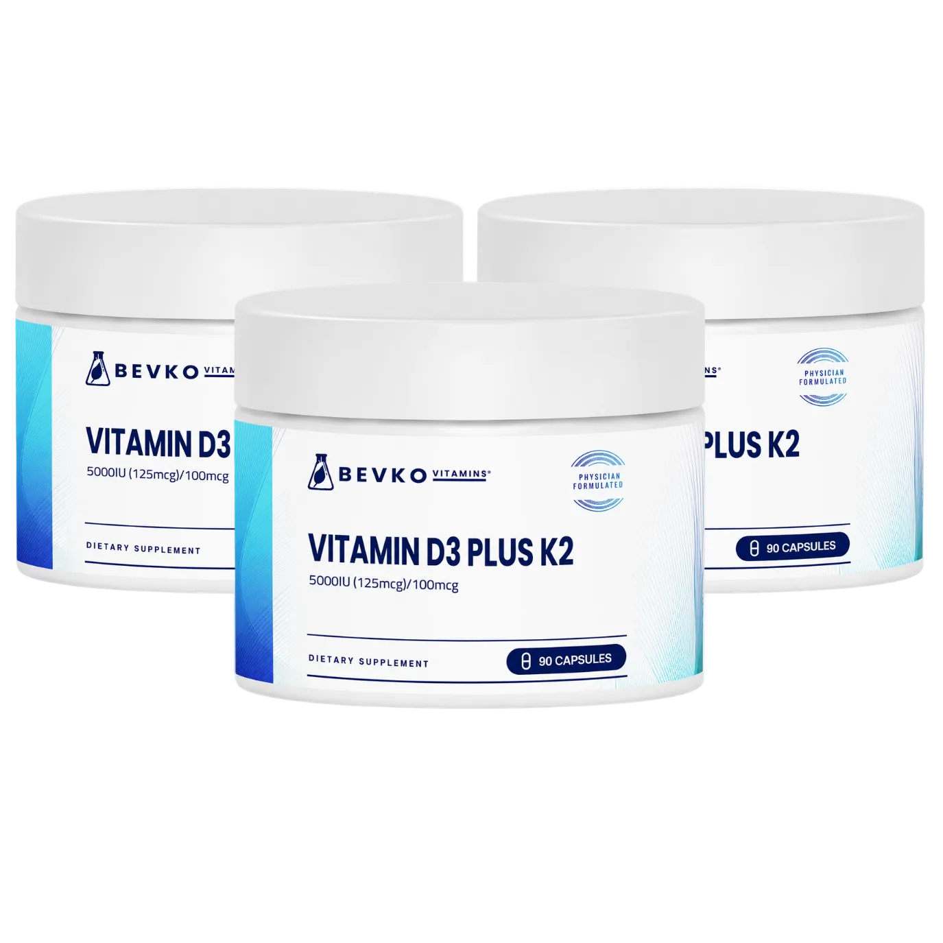 Vitamin D3 + K2 | 90 Capsules Vegan - Bevko Vitamins