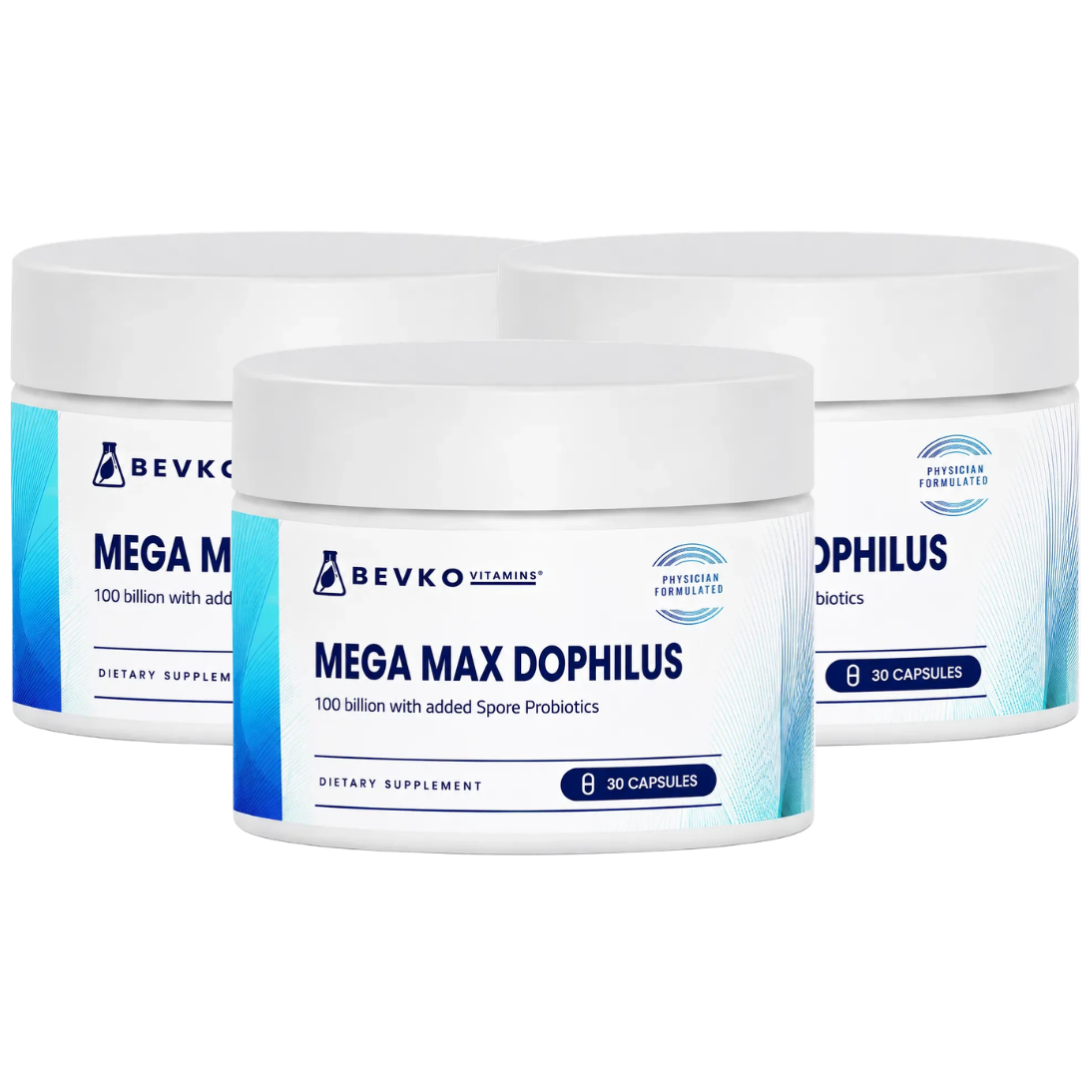 Mega Max Dophilus 100 mil millones con probióticos esporulados veganos