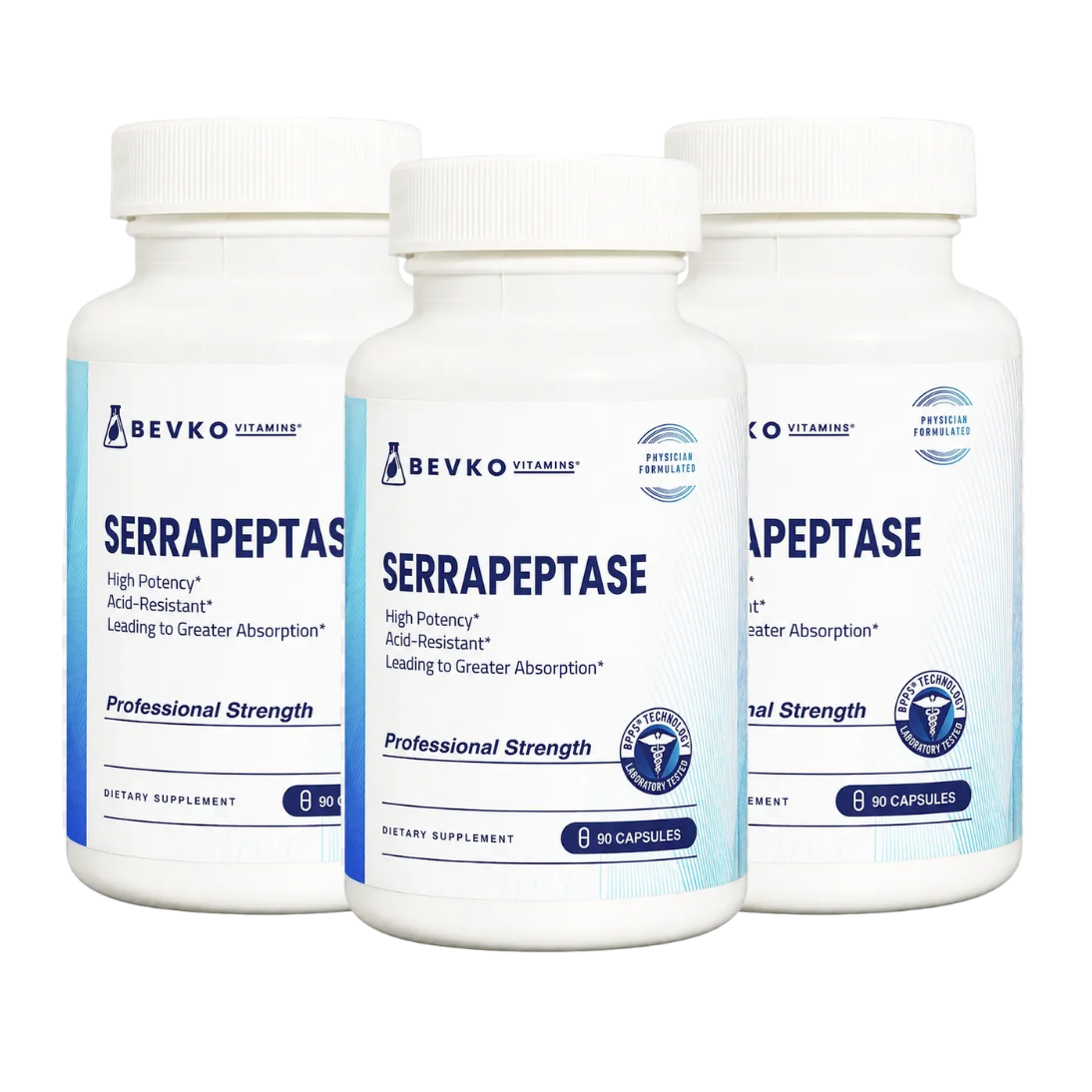 Bevko Serrapeptase 130,000 SPU, Enteric-Coated Enzyme, Joint Comfort Support, 90 Capsules