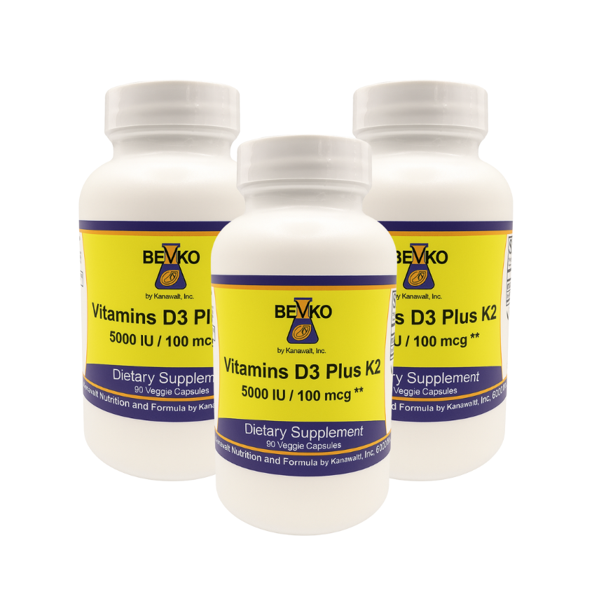 
                      
                        Vitamin D3 + K2 | 90 Capsules Vegan - Bevko Vitamins
                      
                    