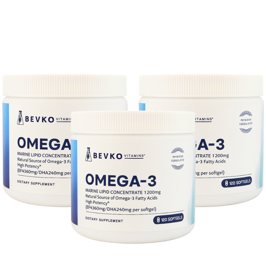 
                      
                        Omega-3 | 120 Softgels - Bevko Vitamins
                      
                    