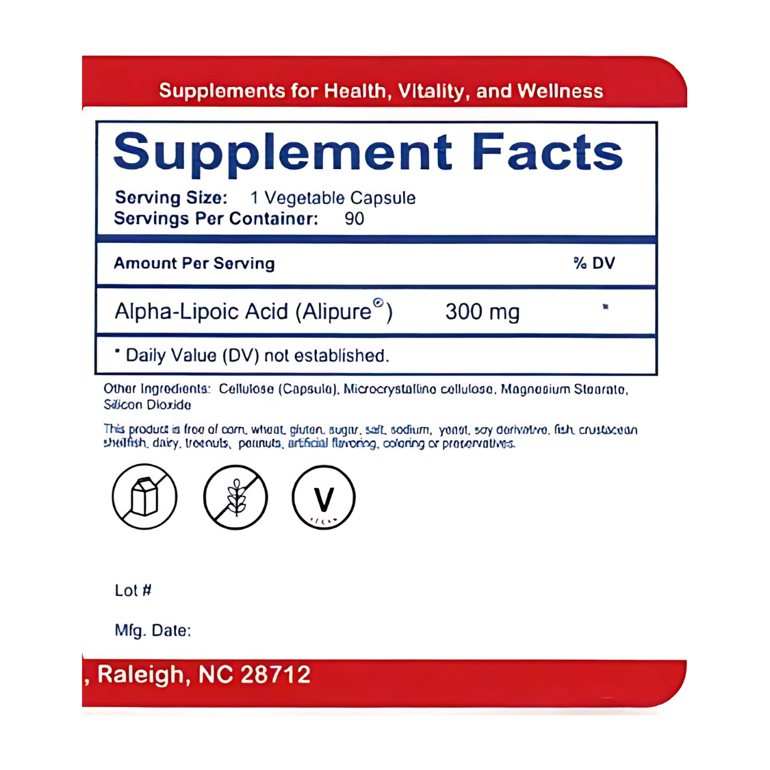 Alpha Lipoic Acid | 60 Capsules Vegan