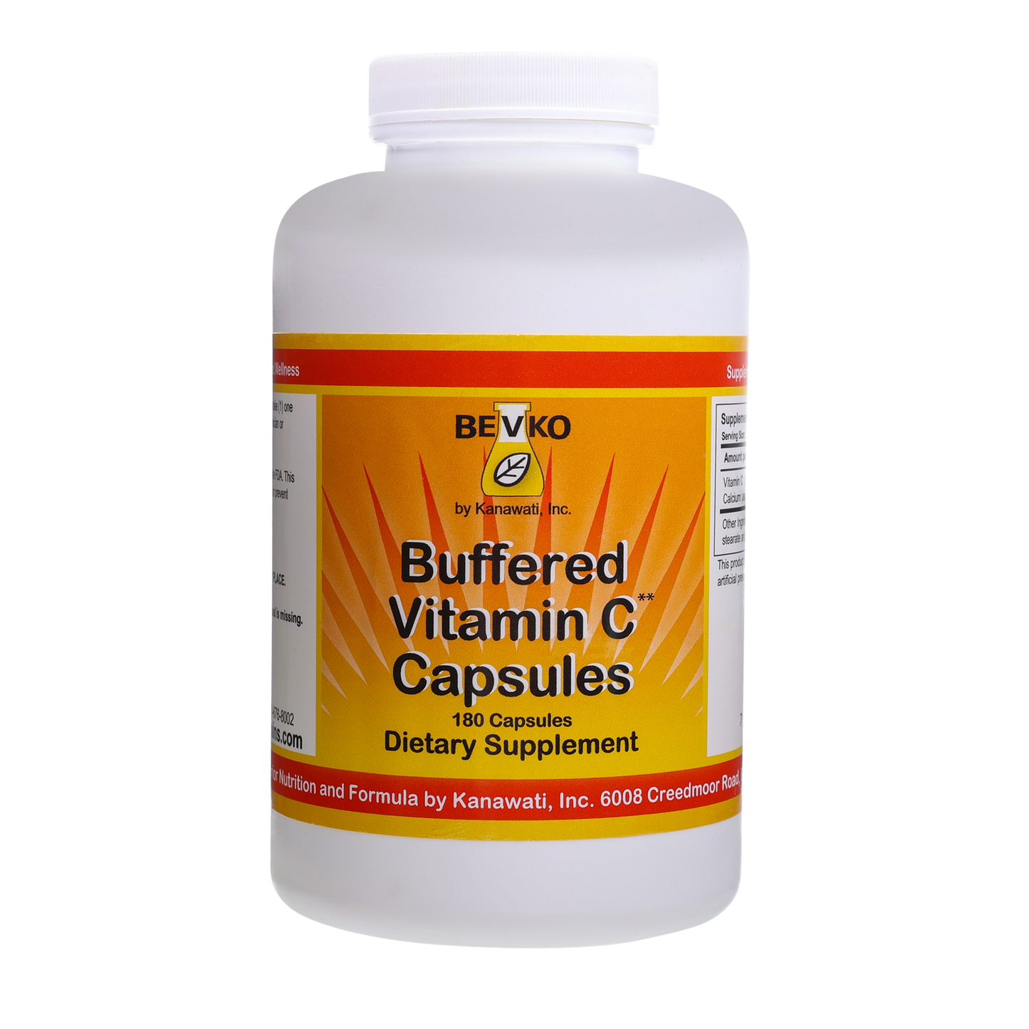 Buffered Vitamin C | 180 Capsules - Bevko Vitamins