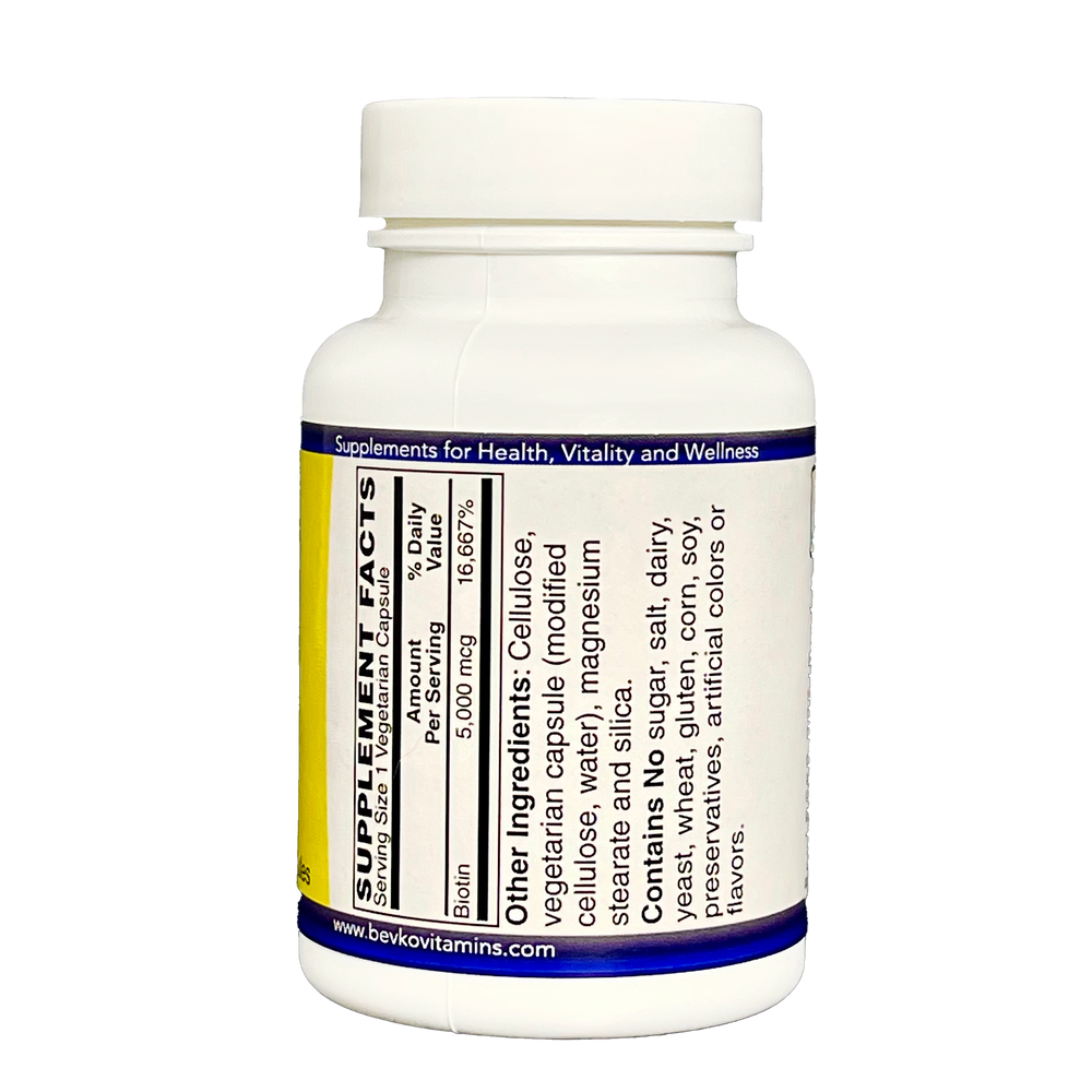 Biotin 5000 mcg | 60 Capsules - Bevko Vitamins