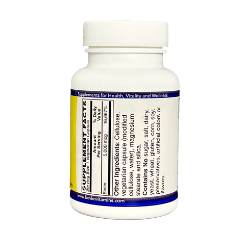 Image of Biotin 5000 mcg | 60 Capsules - Bevko Vitamins