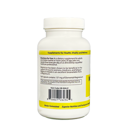 Magnesium Malate | 90 Capsules - Bevko Vitamins