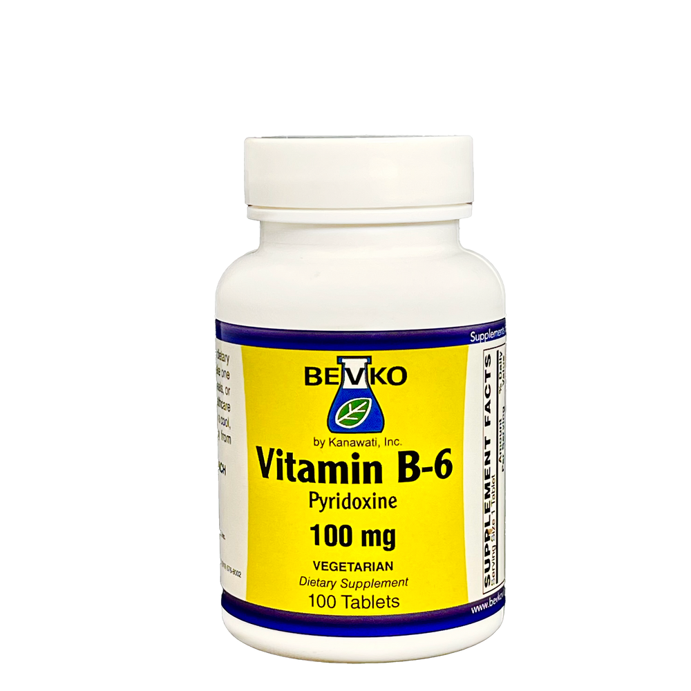 
                      
                        Vitamin B-6 100 mg | 100 Tablets - Bevko Vitamins
                      
                    